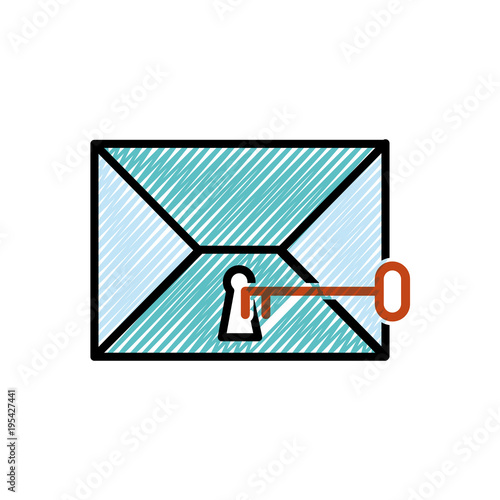 grated letter message with key style security