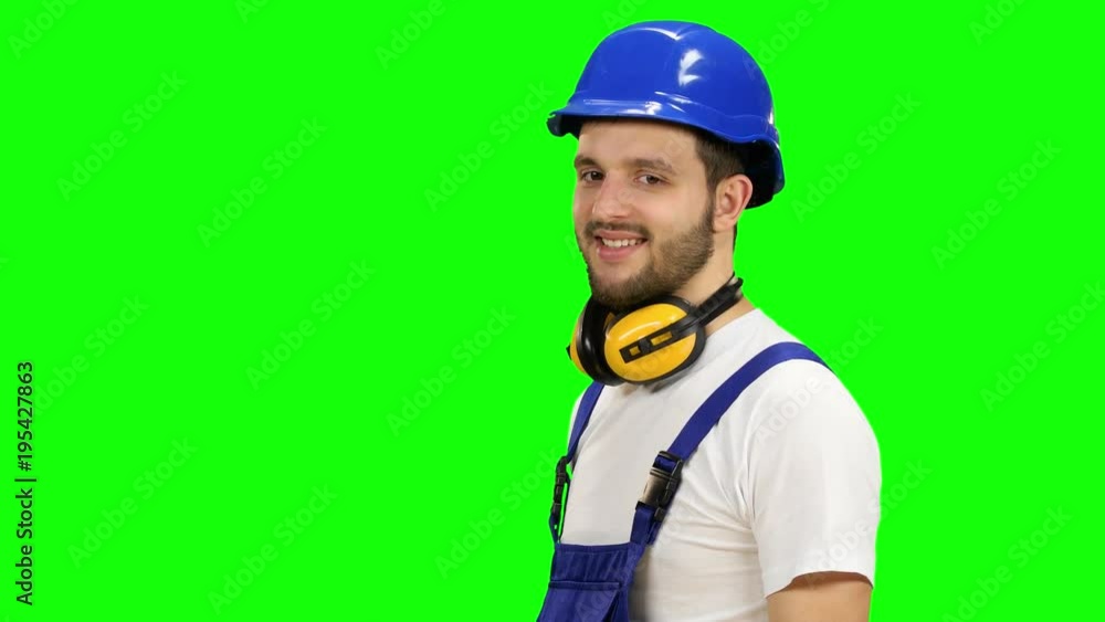 Brigadier stands and looks into the distance and smiles. Green screen Brigadier stands and looks into the distance and smiles. Green screen