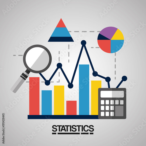 statistics analysis success business calculator vector illustration