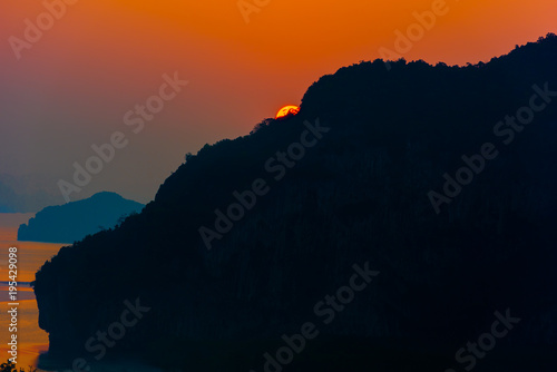 Samed Nangshe viewpoint in sunrise, Phang Nga province, Thailand.