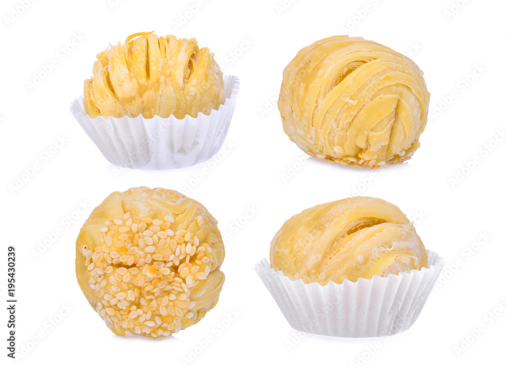 chinese pastry-mung bean with egg yolk or moon cake isolated on white background chinese pastry-mung bean with egg yolk or moon cake isolated on white background