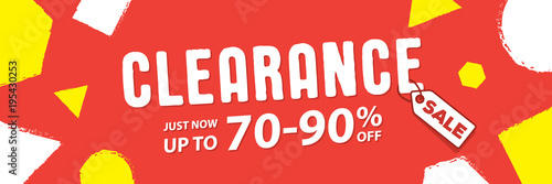 Clearance 70 to 90 percent off Banner vector heading design fun style for banner or poster. Sale and Discounts Concept.