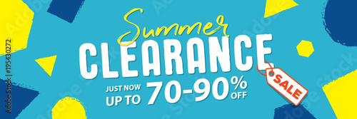 Summer clearance 70 to 90 percent off Banner vector heading design fun style for banner or poster. Sale and Discounts Concept. photo