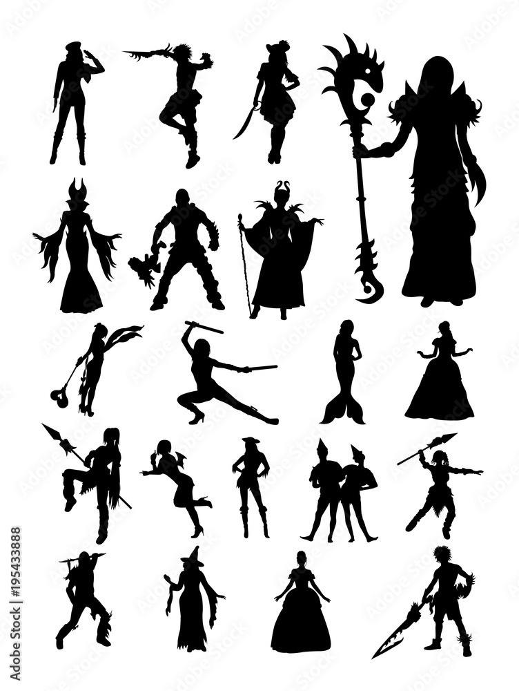 Cosplay silhouette. Good use for symbol, logo, web icon, mascot 