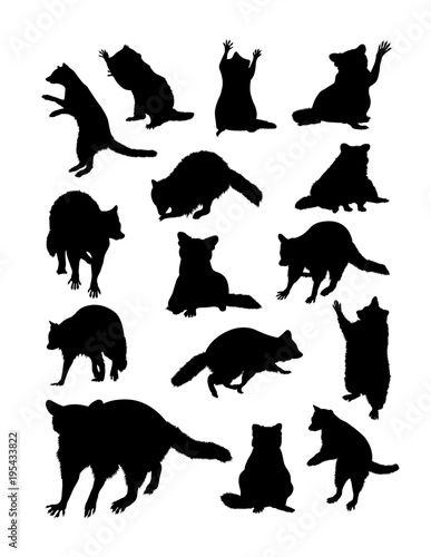 Raccoon silhouette. Good use for symbol, logo, web icon, mascot, sign, or any design you want.