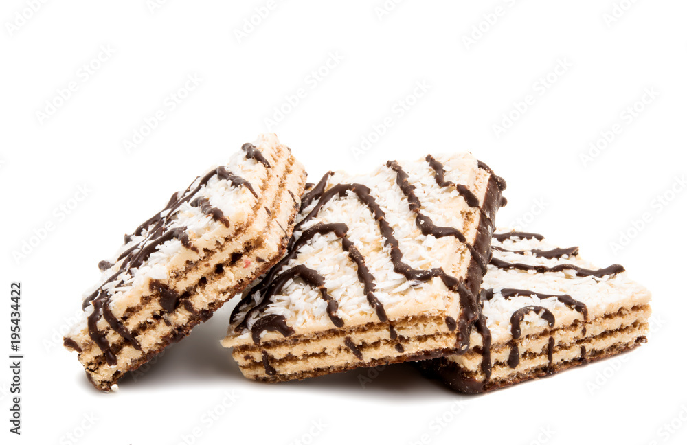 wafers with coconut chips isolated wafers with coconut chips isolated