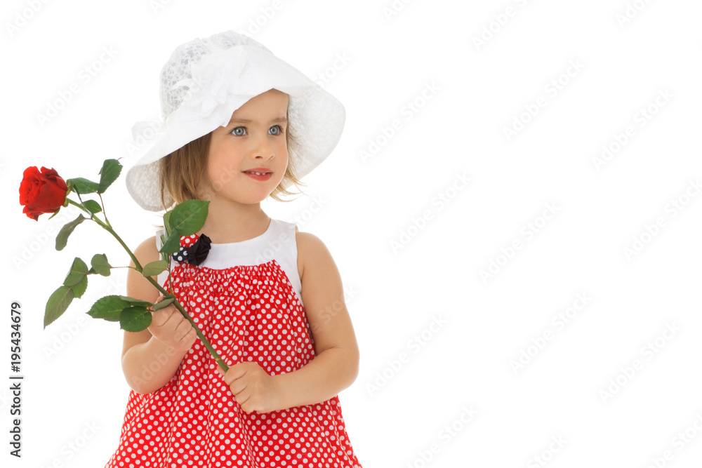 Little girl with a bouquet of flowers Little girl with a bouquet of flowers