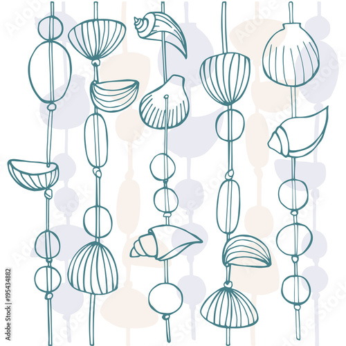 Vector background with shell curtain