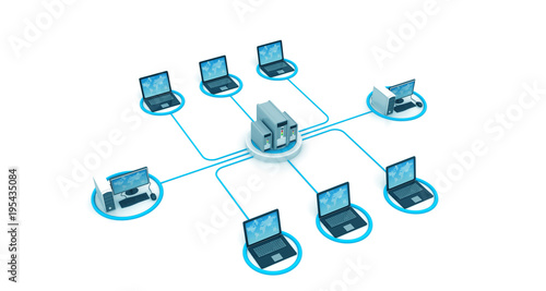 Cloud computing network , 3d illustration, abstract background.