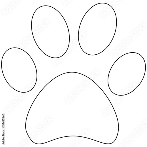 Line art cat paw footprint icon poster.