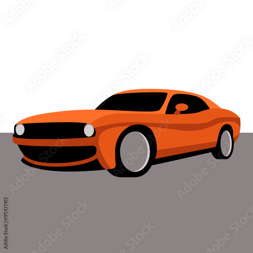 red car stylized  vector illustration flat style