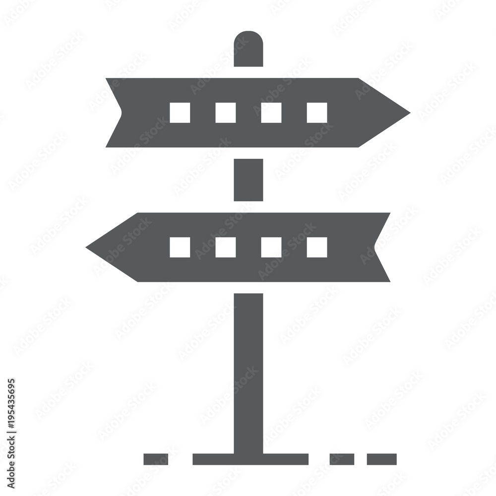 Signpost glyph icon, development and business, direction sign vector graphics, a solid pattern on a white background, eps 10. Signpost glyph icon, development and business, direction sign vector graphics, a solid pattern on a white background, eps 10.