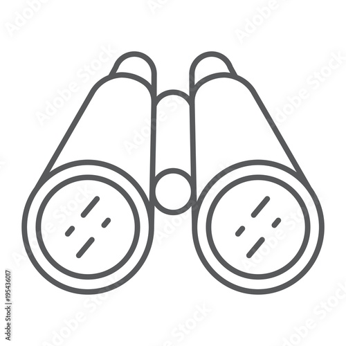 Competitive analysis thin line icon, development and business, binocular sign vector graphics, a linear pattern on a white background, eps 10.