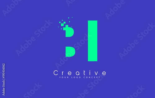 BI Letter Logo Design With Negative Space Concept.