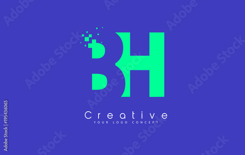 BH Letter Logo Design With Negative Space Concept.