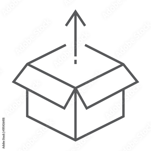 Product release thin line icon, development and business, open box sign vector graphics, a linear pattern on a white background, eps 10.