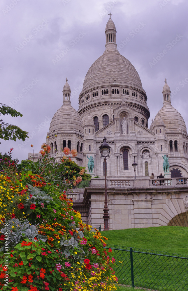 Sacre Coeur cathedral in Paris city, France