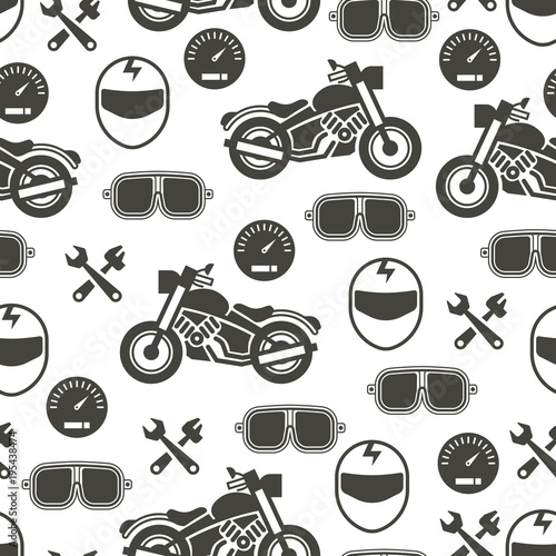 Pattern with motorcycle speed - moto seamless pattern