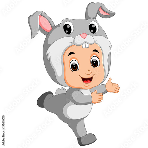 Cute kids cartoon wearing bunny costume