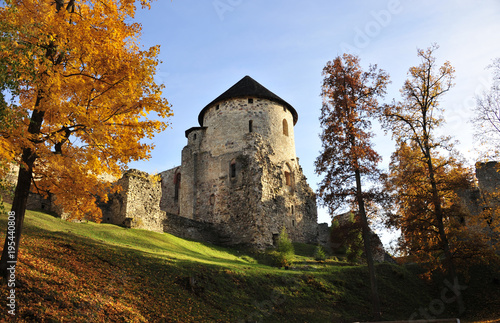 old castle and autumn nature landscape