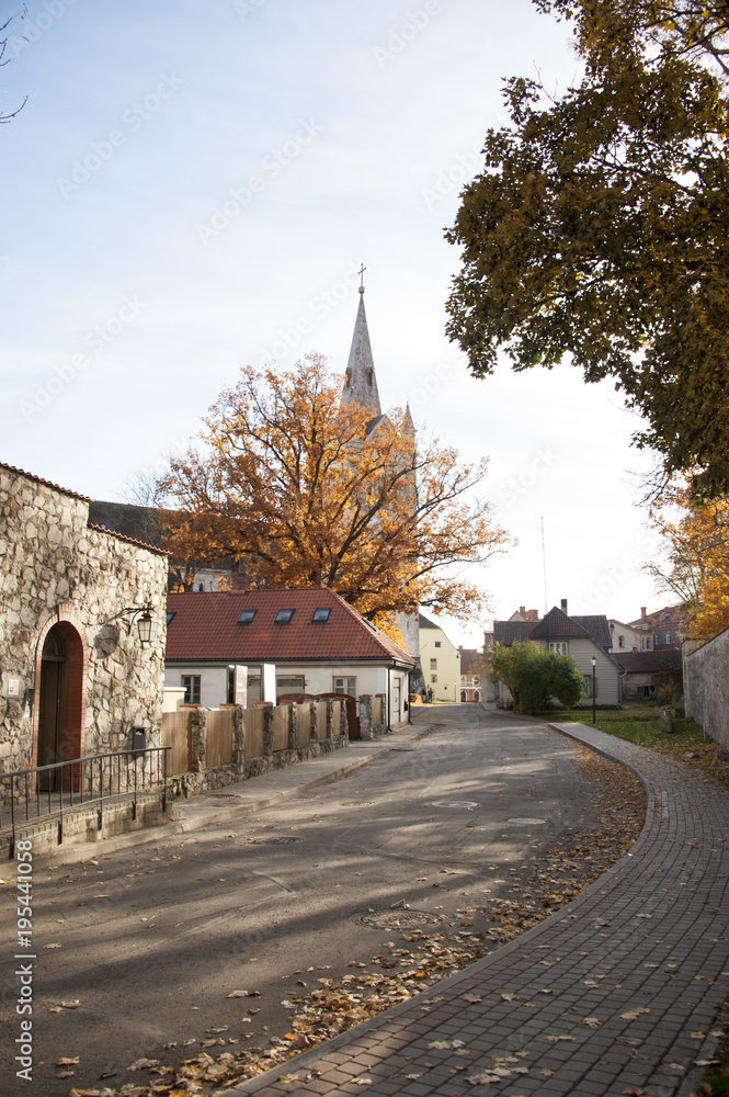 small old street view in autumn time