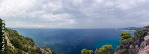 Gorgeous scenery by the sea under a cloudy sky in Sithonia, Chalkidiki, Greece 