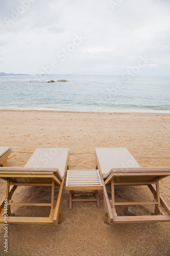 Empty deck chairs.