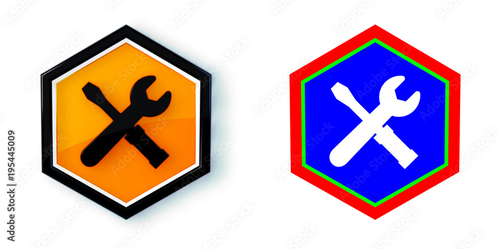 Fototapeta premium Ikona sześciobok 3D sześciokąt