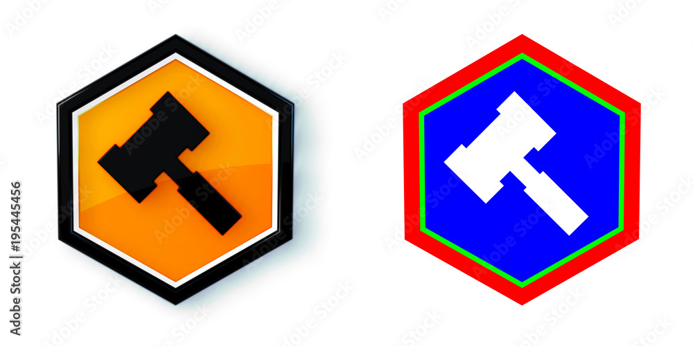 Fototapeta premium Ikona sześciobok 3D sześciokąt