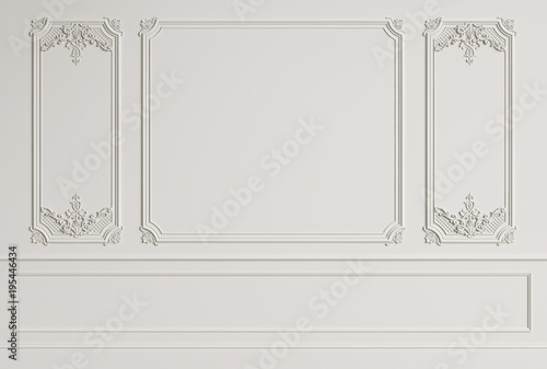 Classic interior wall with mouldings.Digital illustration.3d rendering