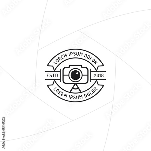 Photographer badge or label design, Logo for studio and videographer with camera symbol. Photography logo template
