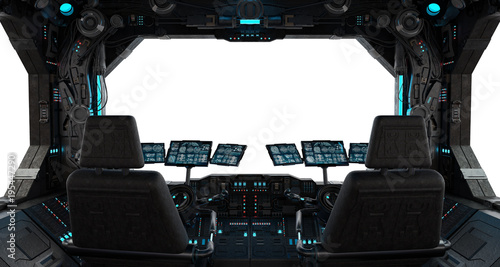 Fototapeta Naklejka Na Ścianę i Meble -  Spaceship grunge interior window isolated