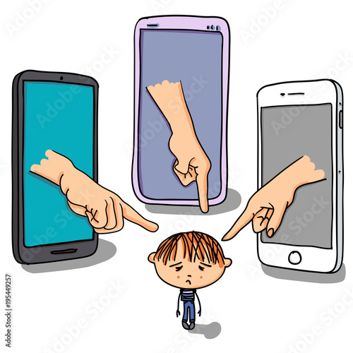 Junge Opfer von Cybermobbing und Flaming in Schule