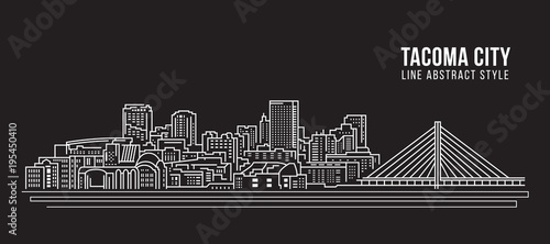 Cityscape Building Line art Vector Illustration design - Tacoma city photo