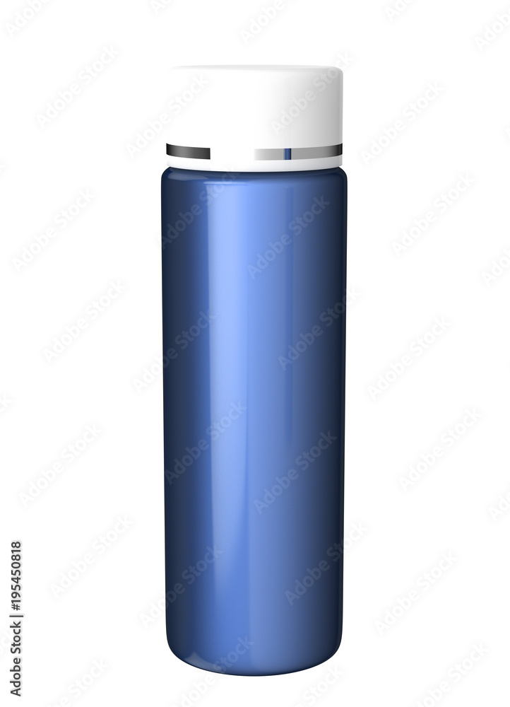 Fototapeta premium 3D realistic render Mock up round blue tin can with lid. Container for Cosmetic cream, gel, wax. Isolated on white background. Clipping path. Design template.
