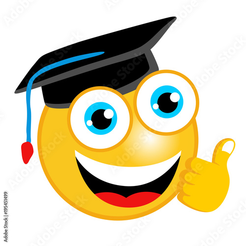 vector cartoon of scholar emoticon with thumb up