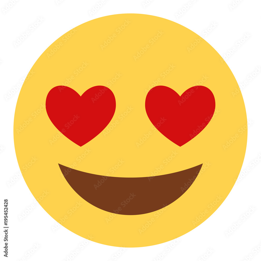 Er Schickt Smiley Mit Herzaugen verliebtes Emoticon - Herzaugen Stock Vector | Adobe Stock