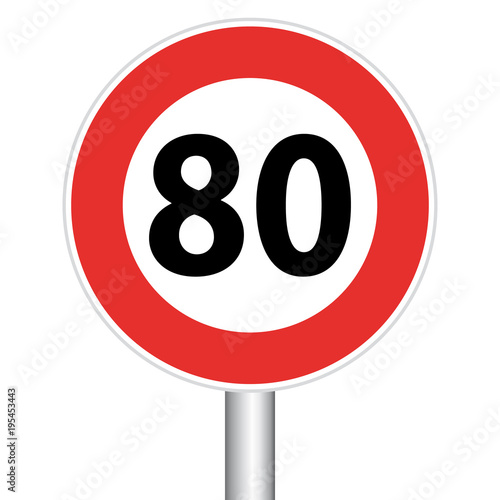 Panneau de signalisation. Vitesse limitée à 80 km/h. illustration vectorielle.