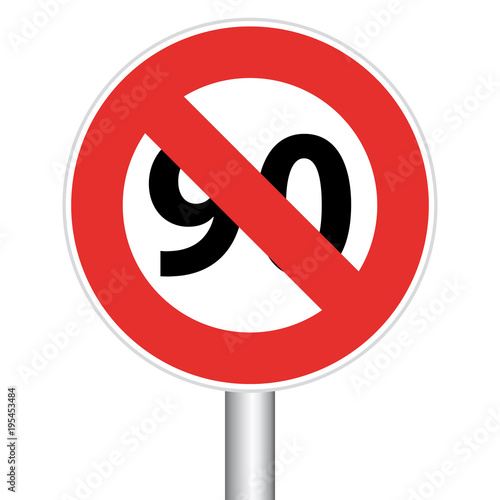 Panneau de signalisation. Fin de limitation de vitesse limitée à 90 km/h. illustration vectorielle.