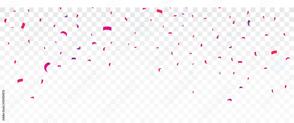Celebration Banner with Colorful confetti, isolated on transparent background