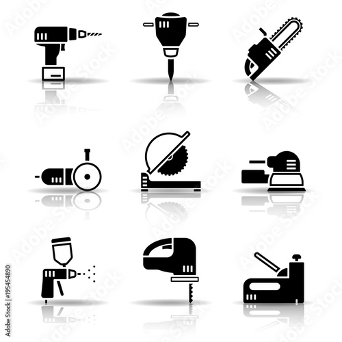 Elektrowerkzeug Iconset - Schwarz (Schatten)