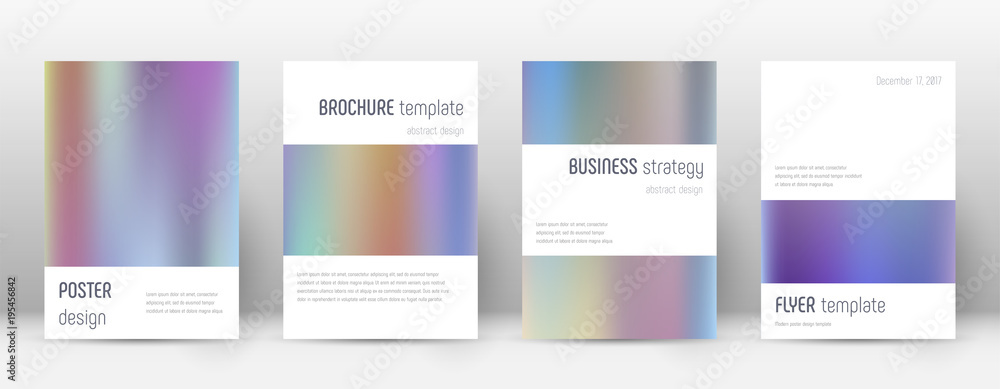 Flyer layout. Minimalistic memorable template for Brochure, Annual Report, Magazine, Poster, Corporate Presentation, Portfolio, Flyer. Artistic color gradients cover page.