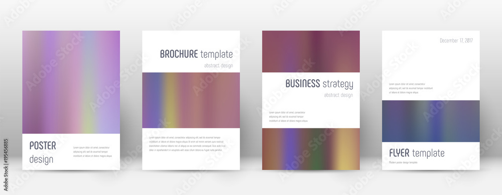 Flyer layout. Minimalistic extraordinary template for Brochure, Annual Report, Magazine, Poster, Corporate Presentation, Portfolio, Flyer. Artistic bright hologram cover page.