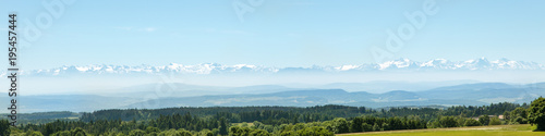 Alpen in der Ferne, Schwarzwald im Vordergrund, Panorama und Alpenpanorama