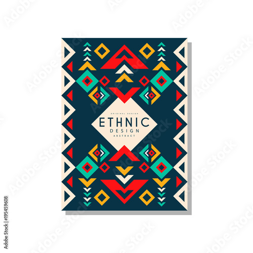 Ethnic design abstrat, colorful ethno tribal geometric ornament, trendy pattern element for business card, logo, invitation, flyer, poster, banner vector Illustration