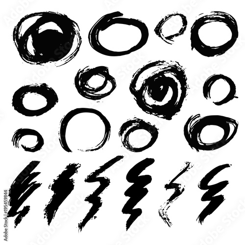 Vector set of ink splashes blots splatter collection grunge design element and art messy backdrop color dirty liquid shape spatter black white silhouette illustration