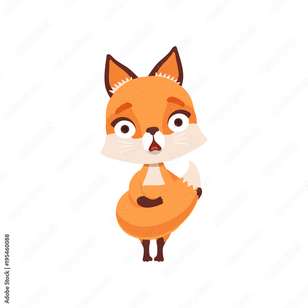 Frightened fox character, funny forest animal vector Illustration on a white background Frightened fox character, funny forest animal vector Illustration on a white background