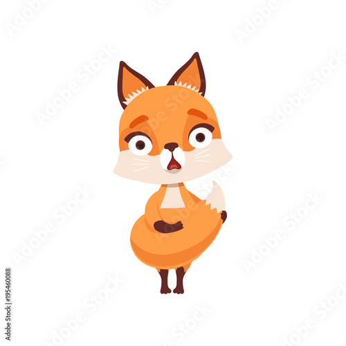 Frightened fox character  funny forest animal vector Illustration on a white background