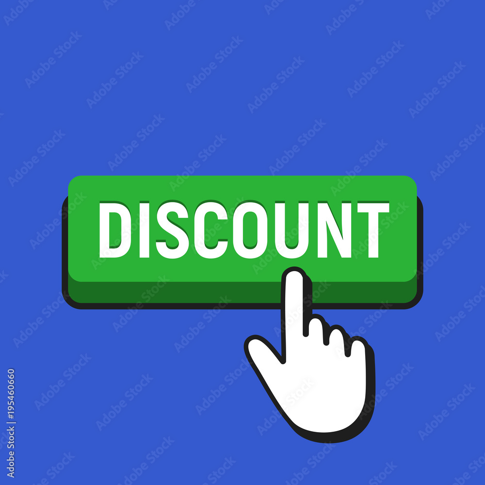 Hand Mouse Cursor Clicks the Discount Button. Hand Mouse Cursor Clicks the Discount Button.
