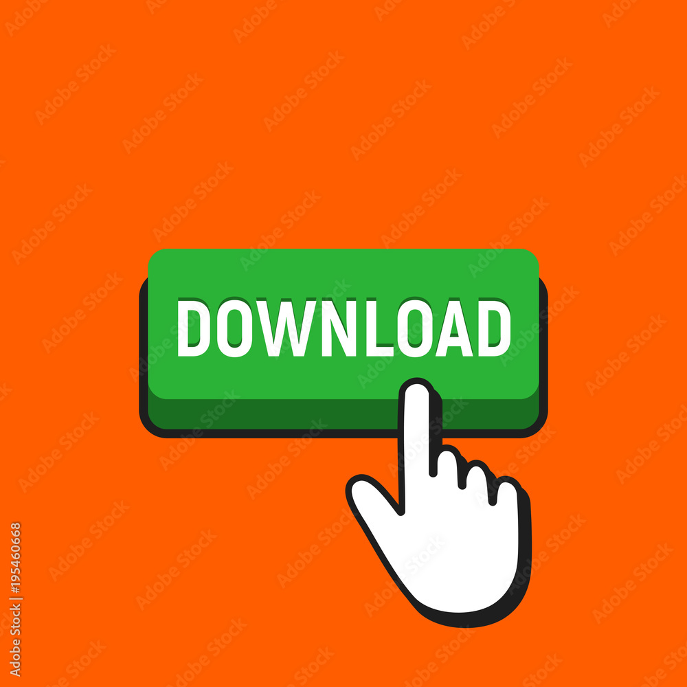 Hand Mouse Cursor Clicks the Download Button. Hand Mouse Cursor Clicks the Download Button.